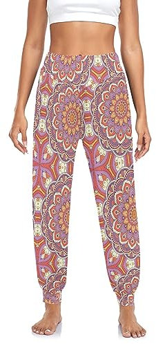 Anantty Damen Yogahose Indian Floral Mandala Haremshose Dance Hosen Harem Yoga Pilates Hosen