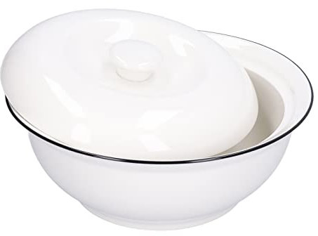 Bol à Soupe Avec Couvercle, Pot à Soupe Rond De 9 Pouces Avec Couvercle Bols à Soupe En Céramique Blanche Pour la Cuisine Bol à Soupe Blanc Moderne Avec Couvercle Bol à Soupe De Service Bol à Ragoût G