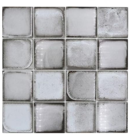 MOS88-S02_f - Azulejo de mosaico de cristal, color gris claro, aspecto de cemento, para cocina, baño, ducha