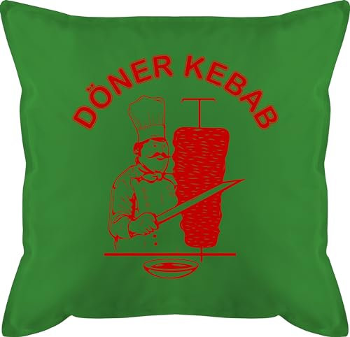 Shirtracer Kissen 50x50 - Karneval & Fasching - Original Döner Kebab Logo - 50 x 50 cm - Grün - kebap Fasching- doener fasnet dönerfleisch Faschings Sachen straßenkarneval tüte „Fasching“ Doner