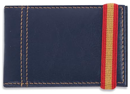 Cartera para Tarjetas de Crédito Tarjetero Hombre Mujer Pequeño Polipiel Tarjeteros Bandera España Funda Tarjetas Minimalista (Azul - Bandera España)
