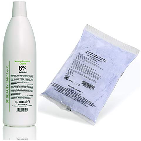 Wasserstoffperoxid Cream Oxydant 1000ml + 500g Blondierpulver BLAU Staubfrei PROFESSIONAL ANTI-YELLOW MOLECULES (Wasserstoffperoxid Cream Oxydant 6% 1000ml + 500g)