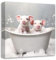 CXHOSTENT Lustige Tier Badezimmer Wanddekoration süßes Schwein in der Badewanne mit Blasen Leinwand Kunstdrucke Toilettenbilder gerahmt (A, 45.00 x 45.00 cms)