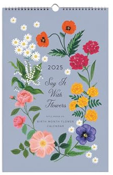 RIFLE PAPER CO. Wandkalender, datiert für die Monate Januar bis Dezember 2025, monatliche Illustrationen, Kunstplaner für Geburtstage und Feiern, Jahresplaner (L x B): 43,2 x 27,9 cm, sagen Sie es mit