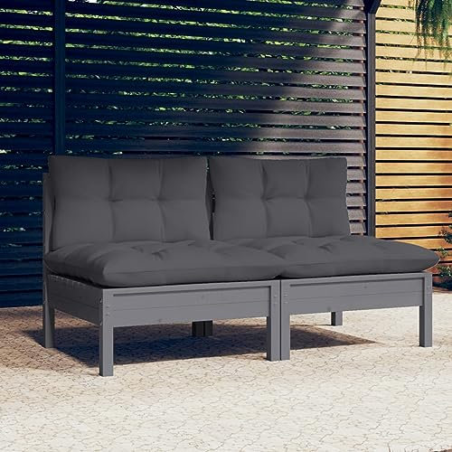 Juroupi 2-Sitzer-Gartensofa mit Anthrazit Kissen Balkon Sofa Outdoor Sofa Lounge Sofa Balkon GartenmöBel Loungesofa Outdoor Massivholz Kiefer