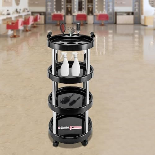 Carrello da parrucchiere a 4 piani, carrello da salone, carrello da lavoro, carrello, cosmetico, parrucchiere, scaffale per acconciature