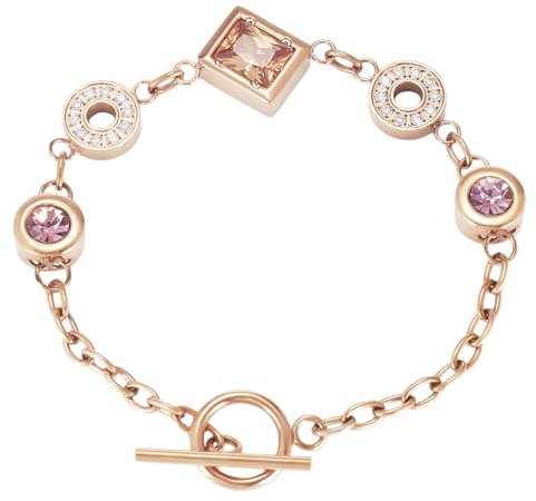 YINOX Edelstahl-Magnetarmband für Damen, elegantes Roségold-Magnetarmband mit hohem Edelsteinimitat, inklusive hochfestem Magneten und Geschenkbox