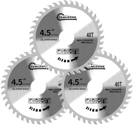 3 PCS 4.5 Angle Grinder Circular Saw Blade 40 Teeth Woodworking Saws Blade Wood Cutter Blade Carbide Saw Blade Saw blade for angle grinder 115mm for wood cutting with Reduction Rings