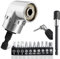Vakki 12 Pack 105 Degree Right Angle Drill Attachment with 10cm Magnetic Extension Bit Holder and 10 Screwdriver Bits Set, 1/4-inch Hex Bit Socket Screwdriver Holder Adaptor for Tight Corner Workspace