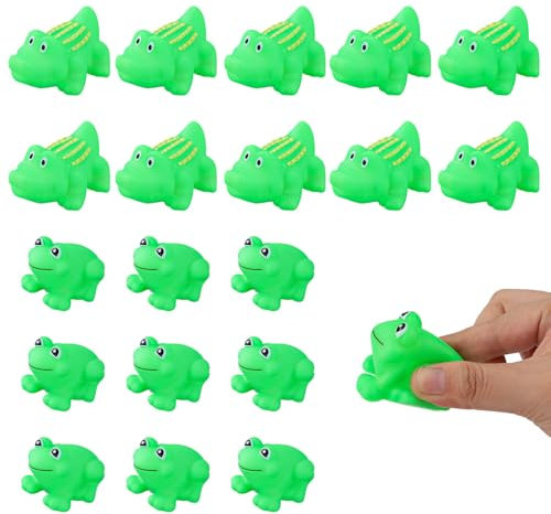 NQEUEPN 20stk Badespielzeug für Kinder, Schwimmendes Alligatorspielzeug & Frosch Badespielzeug, Gummi Quietschspielzeug, Unisex, Grün