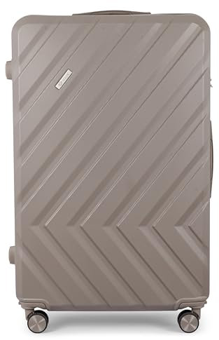 Solier Hartschalen Reisegepäck Koffer Reisekoffer – Koffer mit 4 Rollen - Rollkoffer mit Zahlenschloss - Hardcase Flugkoffer Reisetrolley (Kaffee, XL 65L)