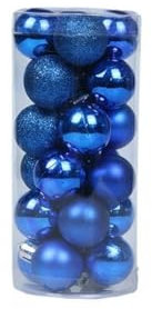 24-teiliges Weihnachtskugel-Ornament für Weihnachten, Weihnachtsbaum-Anhänger, bruchsichere Weihnachtsbaum-Hängekugel für Partys, blau, 8 cm