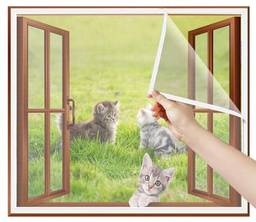 Terrassentür Kellerfenster Gitter 70x140cm Weiß DIY Insektenschutz, Weiß Rahmen für Fliegengitter Fenster Mückengitter ohne Bohren