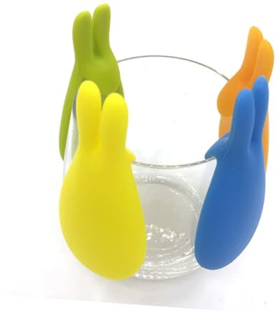 PAMINGONO 5 Piezas identificador de Vidrio Titular de té encantos marcadores Accesorios de café Antideslizante Marcador de Copa de Vino Tinto Marcador de Copa de Vidrio de Silicona