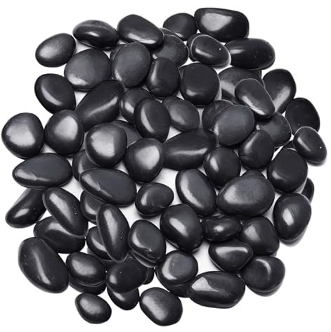 Pebbles Polished Gravel Natural River Rocks Ornamental Pebbles Garden Landscaping Stones Small Decorative Rocks for Fountain Aquarium Plants Vases Landscaping (Black, 1 LB)