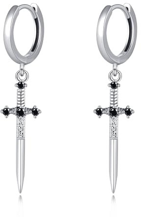 DAYLINLOVE Schwert Ohrringe 925 Sterling Silber Dolch Keltische Knoten Dangle Drop Ohrringe Gotische Schmuck Geschenke für Frauen Männer
