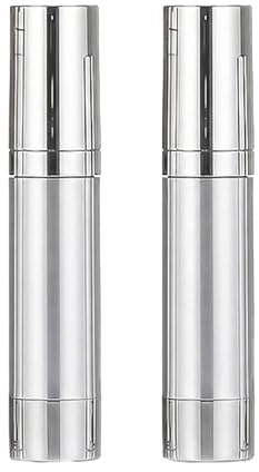 VASANA 2Pcs 50ml/1.7oz Silver Plastic Airless Pump Bottle Empty Refillable Lotion Cosmetic Pump Dispensers Vacuum Bottle Travel Foundation Containers for Toner Cream