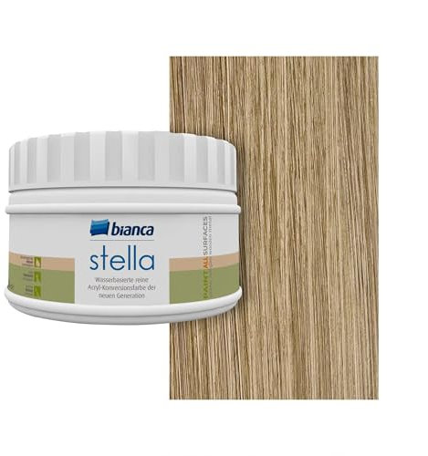 Bianca Stella Pintura para muebles premium con efecto de madera para cocina, Antiguo, Brillante, 250ml, a base de agua, efecto madera para todas las superficies, renovación de encimeras de cocina