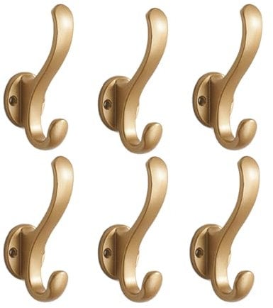 anneratteryer 6 Stück Garderobenhaken Kleiderhaken gold Wandhaken Haken Türhaken gold Garderobenhaken vintage Garderobenhaken messing für Eingang Garage Schlafzimmer Terrasse Bad