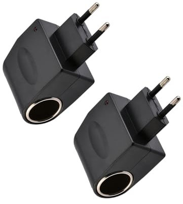 Leloco 230V auf 12V Adapter Zigarettenanzünder Steckdose 2 Stück| AC auf DC Spannungswandler mit EU-Stecker | Spannung Wandler Konverter Netzteil Steckdose Ladegerät Adapter