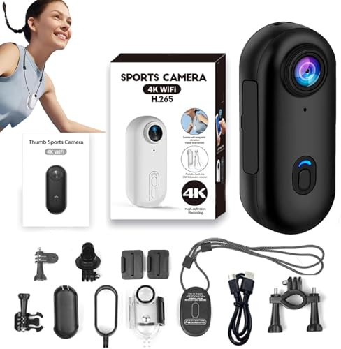 Motiontrail Camera - Nexo25 Camera, 120° Wide-Angle, Portable 4K/1080p High-Res Wearable Mini Action Cam with Magnetic Clip & Waterproof Case, 360° Rotation, for POV, Diving, Cycling (Black-4K)