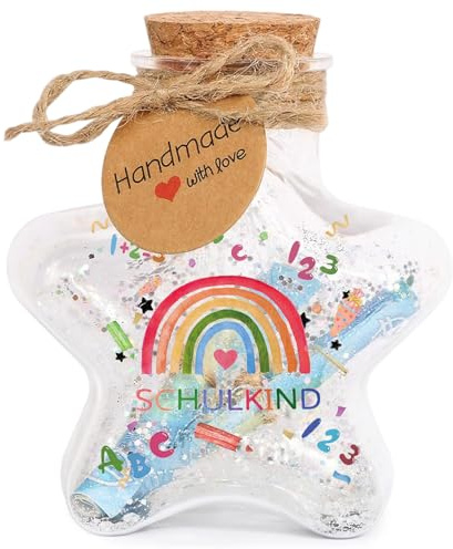 Schulkind Geldgeschenke Dekoflasche, Dekoflasche Geschenke Schulkind Mädchen Jungen, Verpackung Glasflasche mit Korken und Kleine Schulkind Aufkleber, Schulkindgeschenk Geld