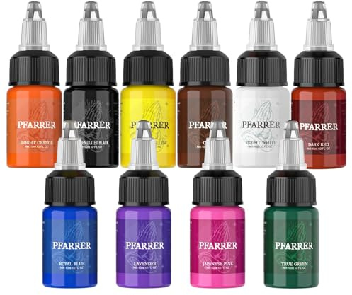 PFARRER Tattoo Farbe Set 1/2oz (15ml) Ink 10 Colors Inks Set TI7003EU-15-10