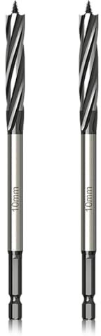 2PCS Mèche à Bois Professionnelle 15mm x 165mm, Foret à Tarière en Acier Haute Teneur en Carbone, Mèche à Bois Auto-alimentée avec Tige Hexagonale 1/4 Pouce, Perçage Précis et Rapide (15MM-2PCS)