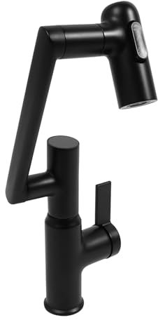 Grifo giratorio de 360°, color negro, grifo multifunción con indicador de temperatura inteligente LED y 3 modos de chorro de agua, grifo de lavabo para cocina y baño