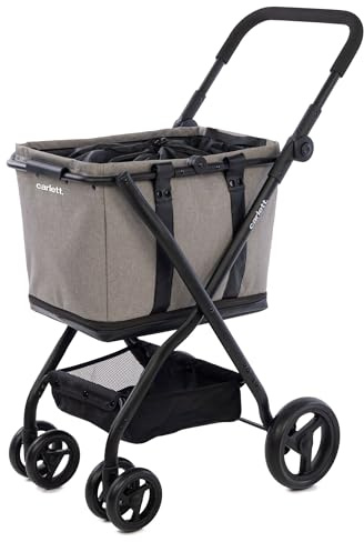 Carleet Einkaufstrolley Einkaufswagen Grocery Trolley kaufwagen Klappbar Shopping Trolley eine Große Kapazität von 56-75L, 32 kg, Für Einkaufen (Grau)