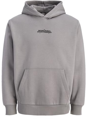 Borussia Dortmund Unisex BVB Essentials Hoodie, Grau, Gr. L, Bio-Baumwolle und Recycling-Polyester, Kollektion Hooded Sweatshirt, L