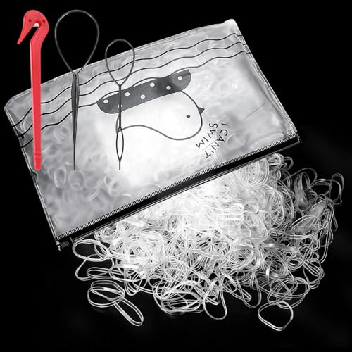 1000Pcs Hair Elastic Bands,Clear Elastic Hair Bands,Mini Hair Bands | Small Hair Bands with Removal Hook and 2 Braid Tools,for Girl Women Hair Braiding, Wedding Hairstyle, Hair Accessory
