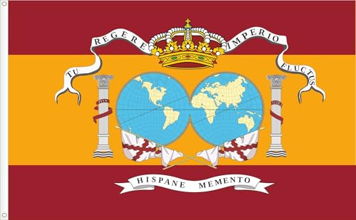 BANDERA DE ESPAÑA RECUERDA ESPAÑA HISPANE MEMENTO. TAMAÑO GRANDE 150X90CM RASO PREMIUM