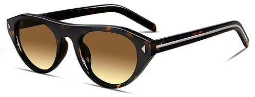 GUVIVI Retro kleine ovale Sonnenbrille für Frauen Männer trendy chic Katzenauge schmale Sonnenbrille Mode Sunnies