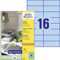 AVERY Zweckform 3453 Blaue Etiketten (1.600 Aufkleber, 105x37mm auf A4, permanent haftend, selbstklebende Farbetiketten, Papier matt, bedruckbare, farbige Klebeetiketten) 100 Blatt