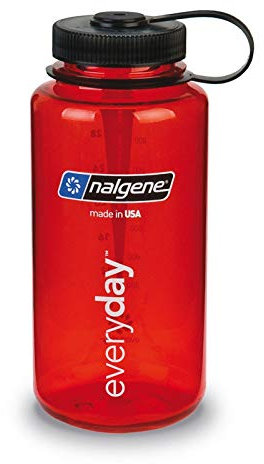 Nalgente Everyday - Botella de plástico con cuello ancho, hombre mujer, rojo, talla única