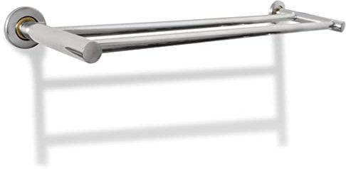 vidaXL Porte Serviettes Double Barre Fixe 2 Tubes Support Salle de Bains