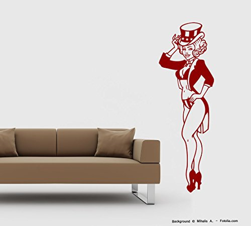 Wandtattoo sexy Lady Miss Amerika hot Girl Pinup USA Schwarz Gr1