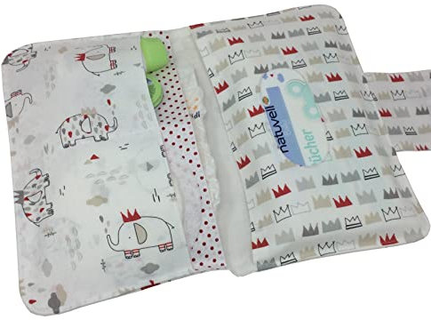 LITTLE ELEFANT Windeltasche mit vielen Fächern auch mit Namen bestickt