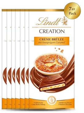 Lindt Creation Créme Brûlée, Promotion, Vollmilchschokolade mit karamellisierten Zuckerstückchen und knusprigem Biskuit, 7er Pack (7 x 150 g)