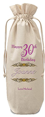 Its Personalised Birthday Bottle Bag Champagne Wine Special Birthday Gift Any Text (30th, Drawstring) or Handled 18th 21st 40th 50th 60th 65th 70th 80th 90th 100th