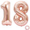 Juland Luftballons 18. Geburtstag XXL Riesen Folienballon Luftballon Zahl 18 Rose Gold Nummer Ballons Große Folienmylar-Ballons 40-Zoll-Riesen-Jumbo-Zahl-Ballons für 18. Geburtstagsfeierdekorationen