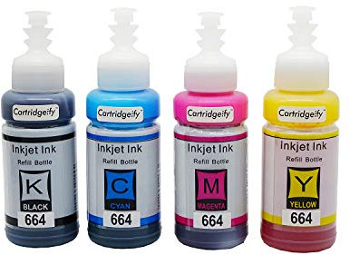 Cartridgeify 664 Tinte Kompatibel mit Epson 664 (T6641 T6642 T6643 T6644) Tintenpatronen Multipack, für EcoTank ET-2500 ET-2550 ET-2600 ET-2650 ET-4500, L100 L110 L350 L355 L365 L455, je 70ml