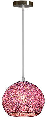 Pendentif Lampe Moderne Aluminium Abat jour - Lustre Suspension Luminaire Boule en Métal Coloré Lampe de Plafond Salon Chambre Cuisine Industrielle (Rose)