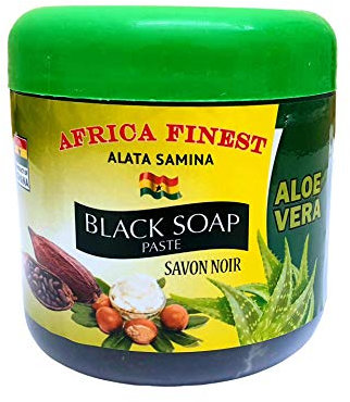 Africa Finest Natural Black Soap Paste (Aloe Vera) (Skin & Scalp Exfoliate & Hydrate) 450g