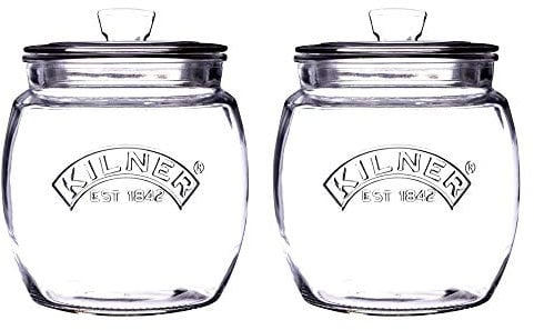 Kilner Preserving Push Top Curve Jar 2.0 Litre Clear/Transparent (Pack of 2)