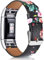 Vancle Kompatibel für Fitbit Charge 2 Armband, Klassisch Echt Lederarmband Ersatzarmband für Fitbit Charge 2 (Rot Blume)