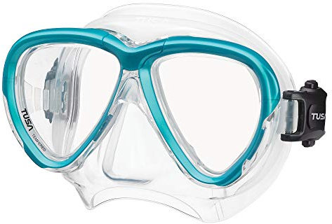 Tusa Scuba Diving Mask, Ocean Green - M-2004 Intega - 3D Strap - Swift Buckle 3D - Freedom Technology - Round Edge Skirt