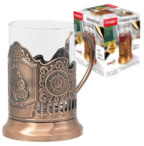 legro Teeglas-Halter Schnellzug Bronze (mit Glas 200 ml)