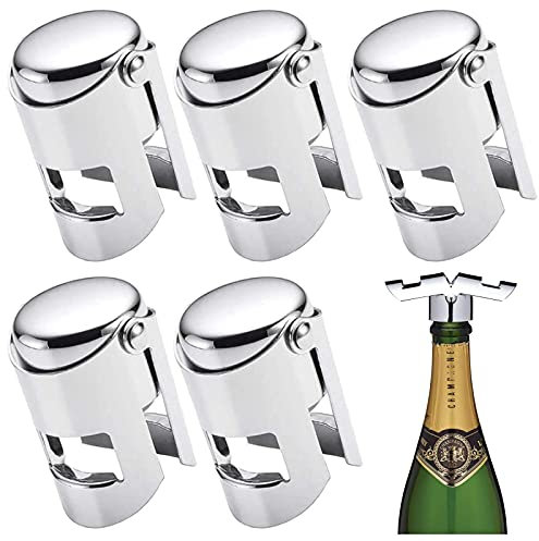 Tapón para Botella Champagne Tapón de Vino Espumoso Tapón de Botella Tapón de champán Botella de Champagne Sellada Vino Champán Tapón de Botella de Acero Inoxidable para Vino Tinto Espumoso (4 Piezas)